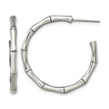 Chisel Stainless Steel Polished Bamboo Design J Hoop Post Earrings, 30 x 31 mm