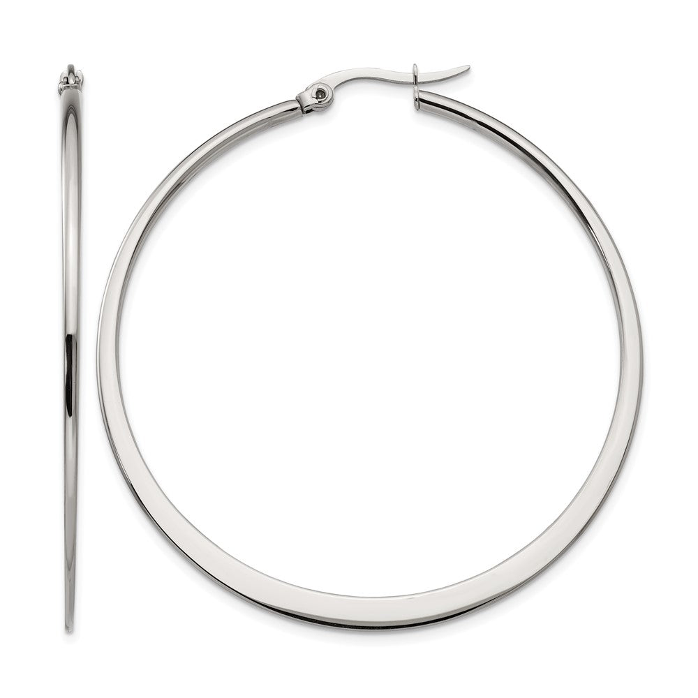 Chisel Stainless Steel Polished 50mm Diameter Hoop Earrings, 50 x 50 mm