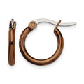 Chisel Stainless Steel Polished Brown IP-plated 15.5mm Diameter 2mm Hoop Earrings, 13 x 15.5 mm