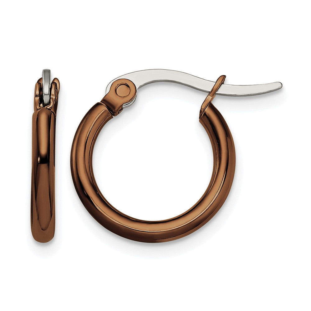 Chisel Stainless Steel Polished Brown IP-plated 15.5mm Diameter 2mm Hoop Earrings, 13 x 15.5 mm