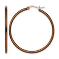 Chisel Stainless Steel Polished Brown IP-plated 40mm Diameter 2mm Hoop Earrings, 35 x 40 mm