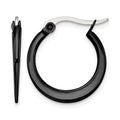 Chisel Stainless Steel Polished Black IP-plated 19mm Diameter 2mm Hoop Earrings, 20 x 19 mm