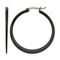 Chisel Stainless Steel Polished Black IP-plated 34mm Diameter 2mm Hoop Earrings, 35 x 34 mm