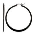 Chisel Stainless Steel Polished Black IP-plated 43mm Diameter 2mm Hoop Earrings, 42 x 43 mm