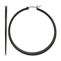 Chisel Stainless Steel Polished Black IP-plated 55mm Diameter 2mm Hoop Earrings, 48 x 55 mm
