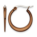 Chisel Stainless Steel Polished Brown IP-plated 19mm Diameter Tapered Hoop Earrings, 20 x 19 mm