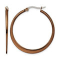 Chisel Stainless Steel Polished Brown IP-plated 34mm Diameter Tapered Hoop Earrings, 35 x 34 mm