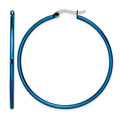 Chisel Stainless Steel Polished Blue IP-plated 49.5mm Diameter 2mm Hoop Earrings, 44 x 49.5 mm