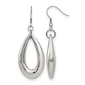 Chisel Stainless Steel Polished Teardrop Dangle Shepherd Hook Earrings, 59 x 22 mm
