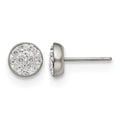 Chisel Stainless Steel Polished Clear Crystal Post Earrings, 6 x 6 mm
