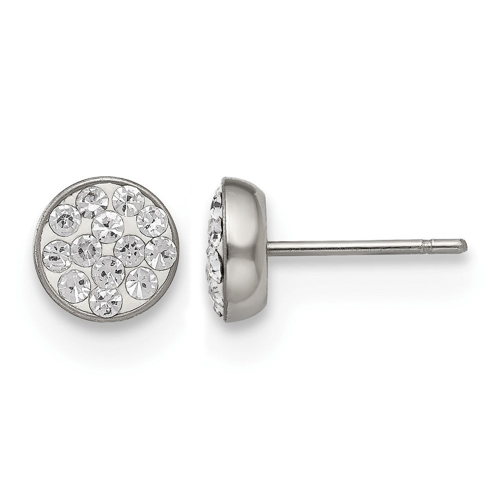 Chisel Stainless Steel Polished Clear Crystal Post Earrings, 6 x 6 mm