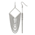 Chisel Stainless Steel Polished Multi Chain Dangle Shepherd Hook Earrings, 85 x 38 mm