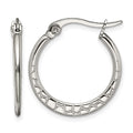 Chisel Stainless Steel Polished and Textured 20mm Diameter Hoop Earrings, 21.77 x 19.65 mm