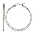 Chisel Stainless Steel Polished and Textured 40mm Diameter Hoop Earrings, 40 x 40 mm