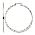 Chisel Stainless Steel Polished and Textured 50mm Diameter Hoop Earrings, 50 x 50 mm