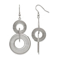 Chisel Stainless Steel Polished Multiple Circle Dangle Shepherd Hook Earrings, 65 x 30 mm
