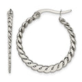 Chisel Stainless Steel Polished and Textured Braided Hoop Earrings, 29 x 27 mm