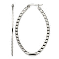 Chisel Stainless Steel Polished and Textured Oval Hoop Earrings, 52 x 37.5 mm
