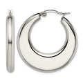 Chisel Stainless Steel Polished 35mm Diameter Hollow Hoop Earrings, 35 x 35 mm
