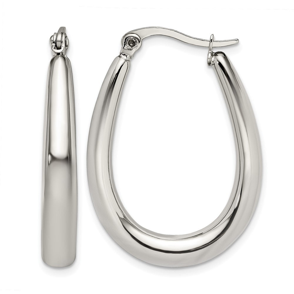 Chisel Stainless Steel Polished Teardrop Hollow Hoop Earrings, 31 x 22 mm