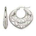 Chisel Stainless Steel Polished Fancy Cut out 30mm Diameter Hoop Earrings, 25 x 30 mm