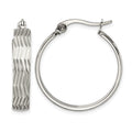 Chisel Stainless Steel Polished and Textured Hoop Earrings, 25 x 26.5 mm