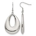 Chisel Stainless Steel Polished Hollow Teardrop Dangle Shepherd Hook Earrings, 60 x 32 mm