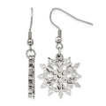 Chisel Stainless Steel Polished Snowflake Dangle Shepherd Hook Earrings, 40 x 20 mm