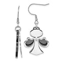 Stainless Steel Black-plated w/CZ Angel Dangle Earrings, 48 x 23.7 mm