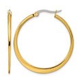 Chisel Stainless Steel Polished Yellow IP-plated Tapered 34mm Diameter Hoop Earrings, 34 x 34 mm