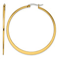 Chisel Stainless Steel Polished Yellow IP-plated Tapered 50mm Diameter Hoop Earrings, 50 x 50 mm