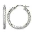 Chisel Stainless Steel Polished and Textured Hollow Hoop Earrings, 25 x 25 mm