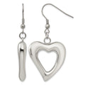 Chisel Stainless Steel Polished Heart Shepherd Hook Dangle Earrings, 52 x 26 mm