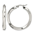 Chisel Stainless Steel Polished Hollow Twisted Hoop Earrings, 37 x 37 mm