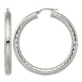 Chisel Stainless Steel Polished and Textured Hollow Hoop Earrings, 50 x 50 mm