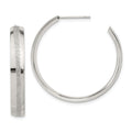 Stainless Steel Polished Laser Cut Glitter Post Round Hoop Earrings, 34.1 x 34.2 mm