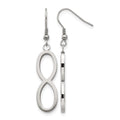 Chisel Stainless Steel Brushed and Polished Infinity Dangle Shepherd Hook Earrings, 56 x 11 mm