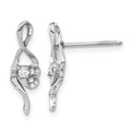 Stainless Steel Polished CZ Post Earrings, 18.4 x 6.15 mm