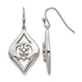 Stainless Steel Polished Dangle Shepherd Hook Earrings, 39 x 17 mm