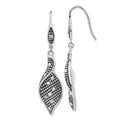 Stainless Steel Polished & Antiqued Crystal Shepherd Hook Dangle Earrings, 62.25 x 14.8 mm