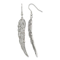 Stainless Steel Polished w/CZ Dangle Shepherd Hook Earrings, 66 x 11 mm