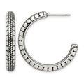 Chisel Stainless Steel Antiqued and Polished Post Hoop Earrings, 30.5 mm