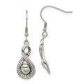 Stainless Steel Polished & Antiqued Infinity Dangle Earrings, 42 x 11.3 mm