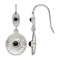 Stainless Steel Polished and Textured Black Onyx Circle Earrings, 33 x 13 mm