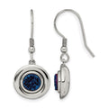 Chisel Stainless Steel Polished with Blue Druzy Dangle Shepherd Hook Earrings, 35 x 13 mm