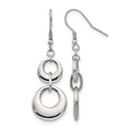 Chisel Stainless Steel Polished Circles Dangle Shepherd Hook Earrings, 15.5 mm