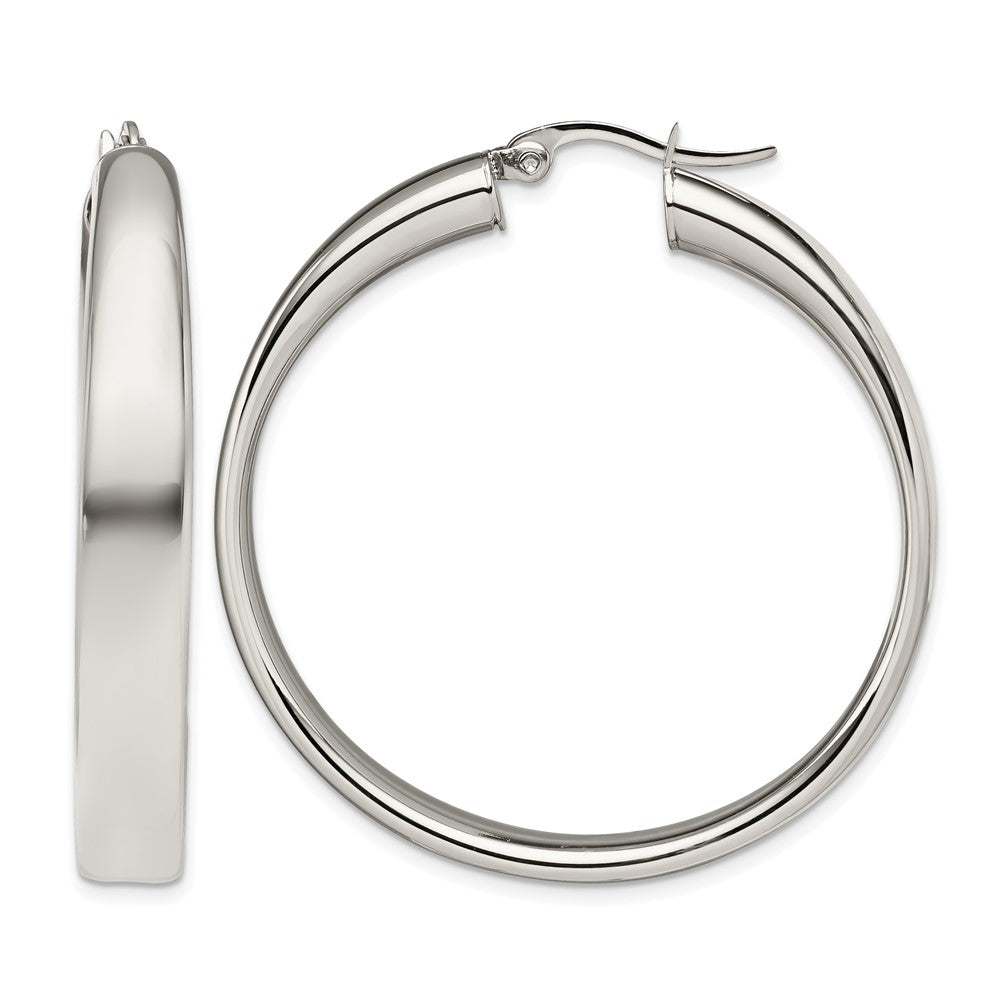 Chisel Stainless Steel Polished 6.75mm Hoop Earrings, 45 mm