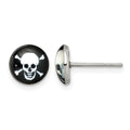 Chisel Stainless Steel Polished Skull Epoxy Post Earrings, 8 mm