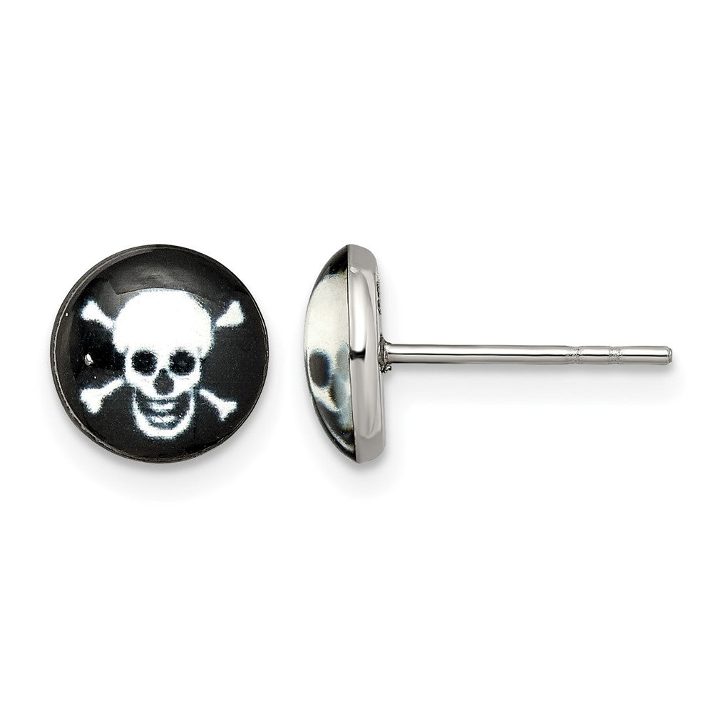 Chisel Stainless Steel Polished Skull Epoxy Post Earrings, 8 mm