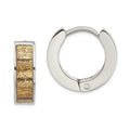 Stainless Steel Polished Birch Enameled Hinged Round Hoop Earrings, 12.5 x 13.55 mm